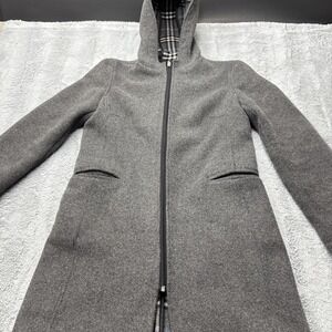 Studio y Gray wool-blend‎ zip-up hooded jacket Sm